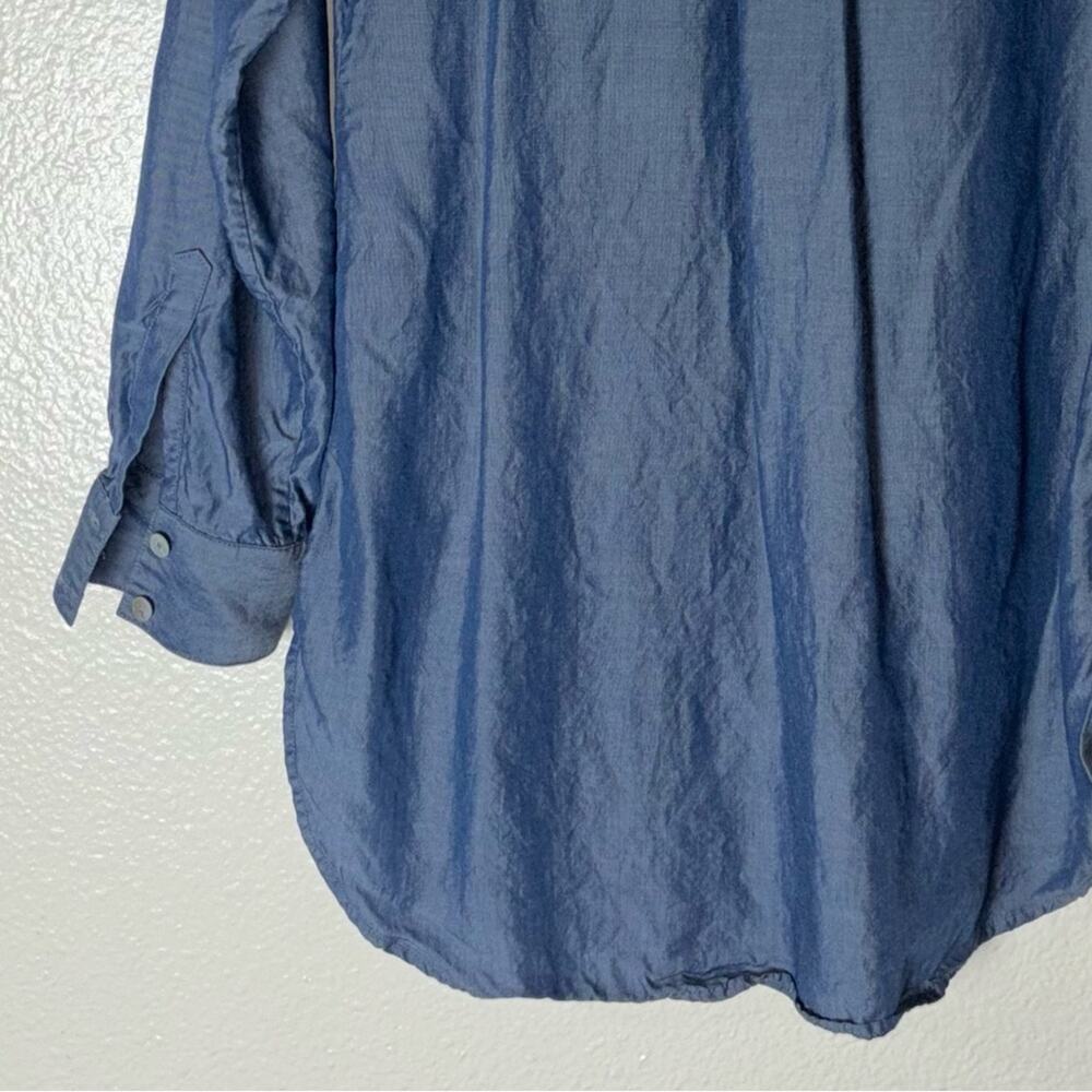 Soft Surroundings Tencel Popover Blouse Women's Size Small Blue Chambray - Picture 11 of 16
